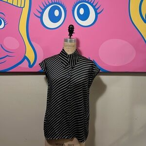 Crisca  Black White striped silk blouse